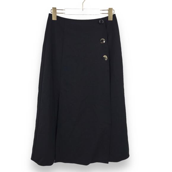 Kate Spade New York Side Slit Twill Midi Skirt 4 Wool Blend Button Front A-Line - Picture 1 of 6